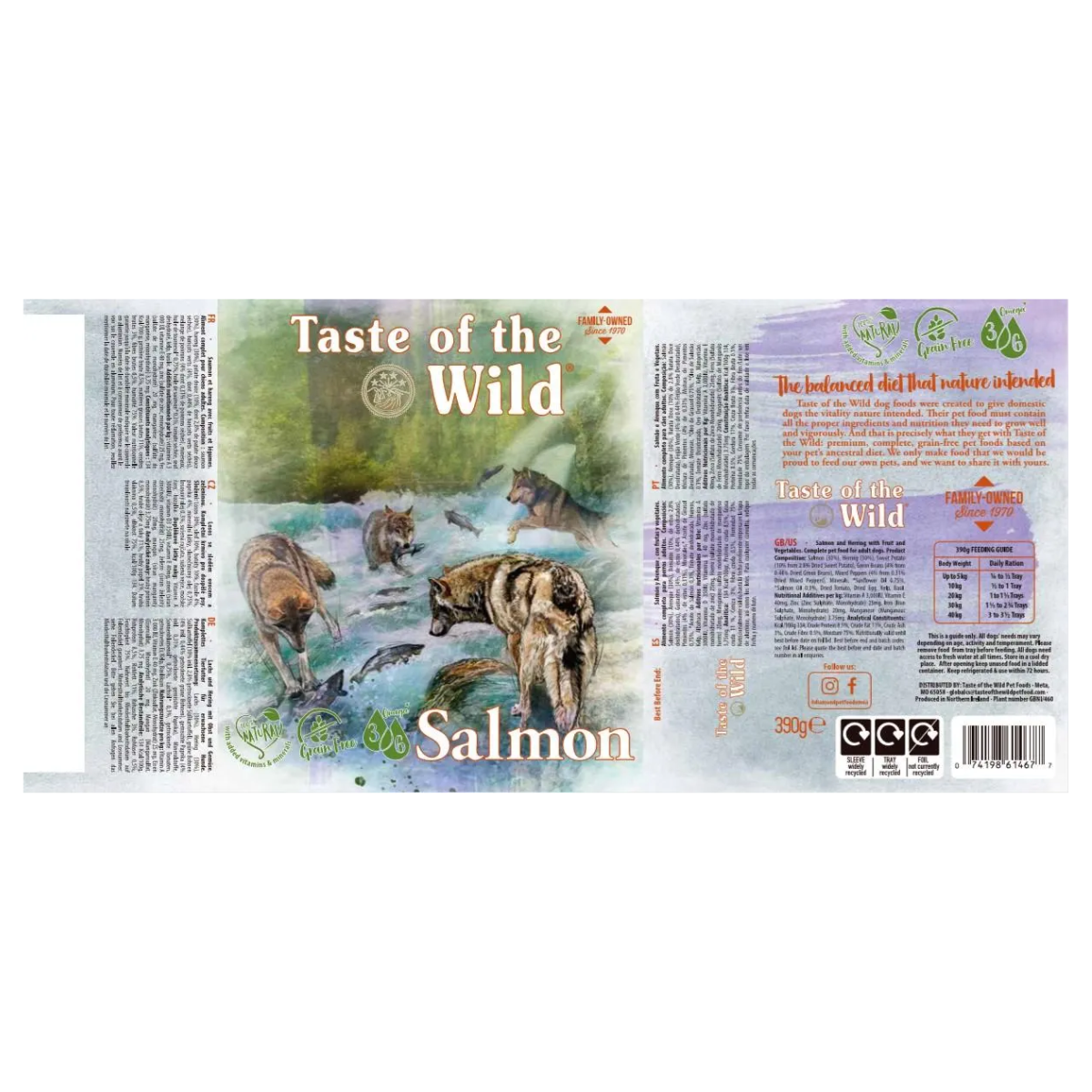 Taste Canine Adult Salmon Arenque Fruta Caja Tarrina - Pack 7 x 390gr