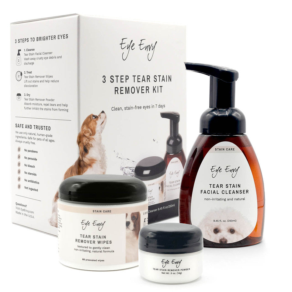 Kit de 3 pasos para eliminar manchas de lágrimas - Perros (NUEVO)
