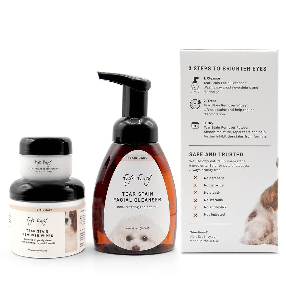 Kit de 3 pasos para eliminar manchas de lágrimas - Perros (NUEVO)