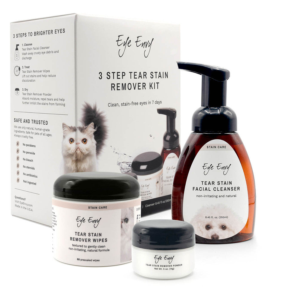 Kit de 3 pasos para eliminar manchas de lágrimas - Gatos (NUEVO)