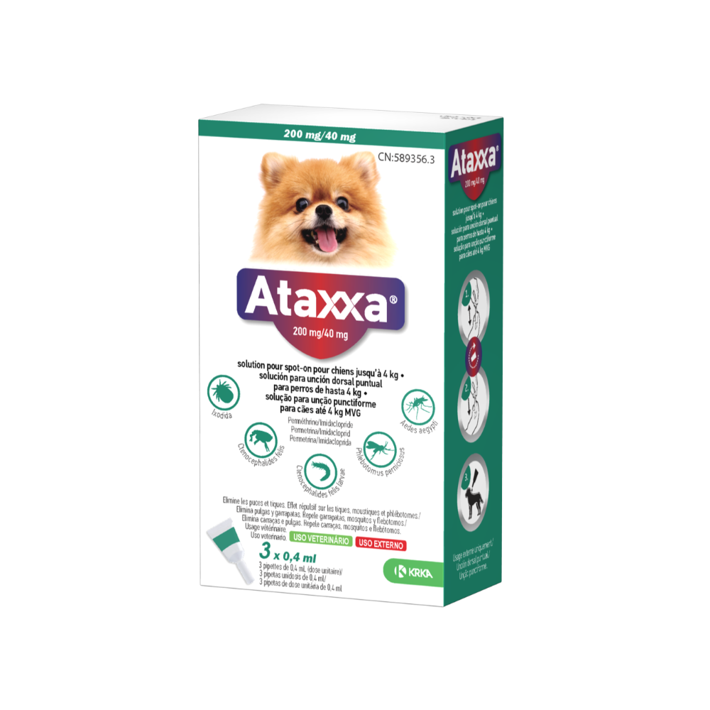 ATAXXA 200/40mg Perro -4kg (3 pipetas)