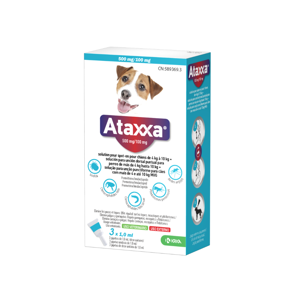ATAXXA 500/100mg Perro 4-10kg (3 pipetas)
