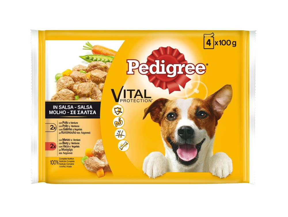 Pedigree Vital Pollo y Buey con Verduras (13 uds. de 4 x 100 g)