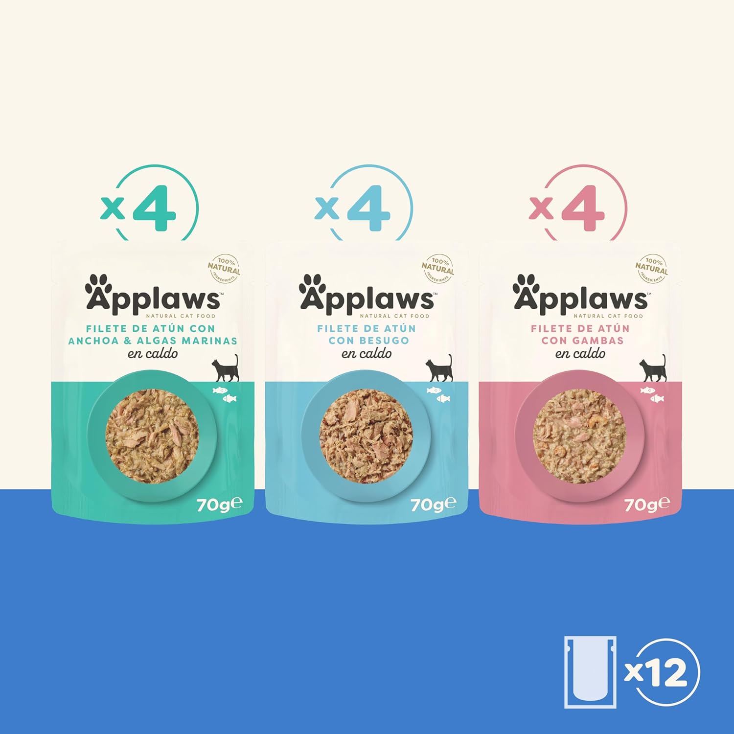 Applaws Cat Sobre Caldo Pescado Multipack - Pack 12 x 70 gr