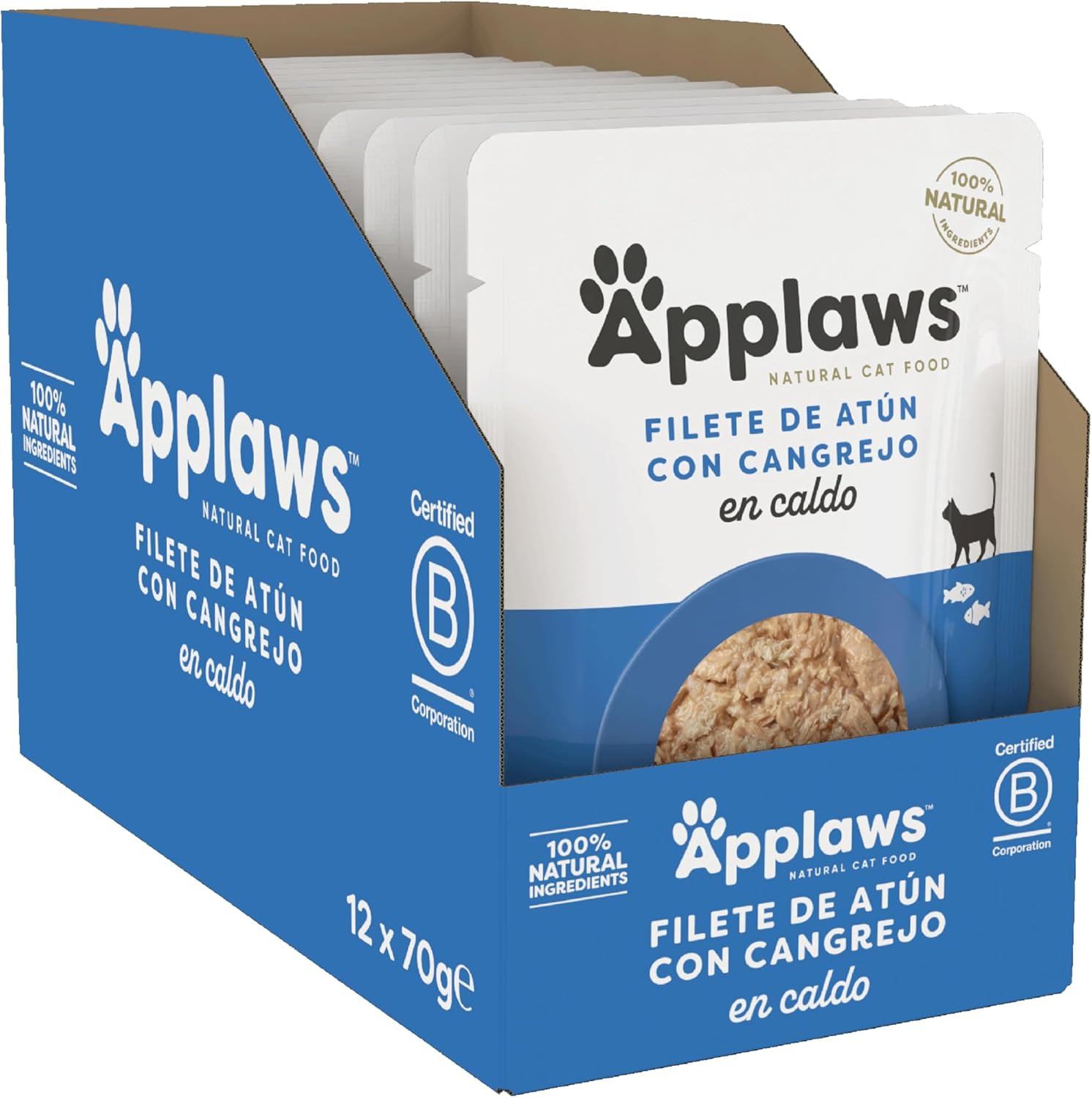 Applaws Cat Sobre Atun Y Cangrejo En Caldo - Pack 12 x 70 gr