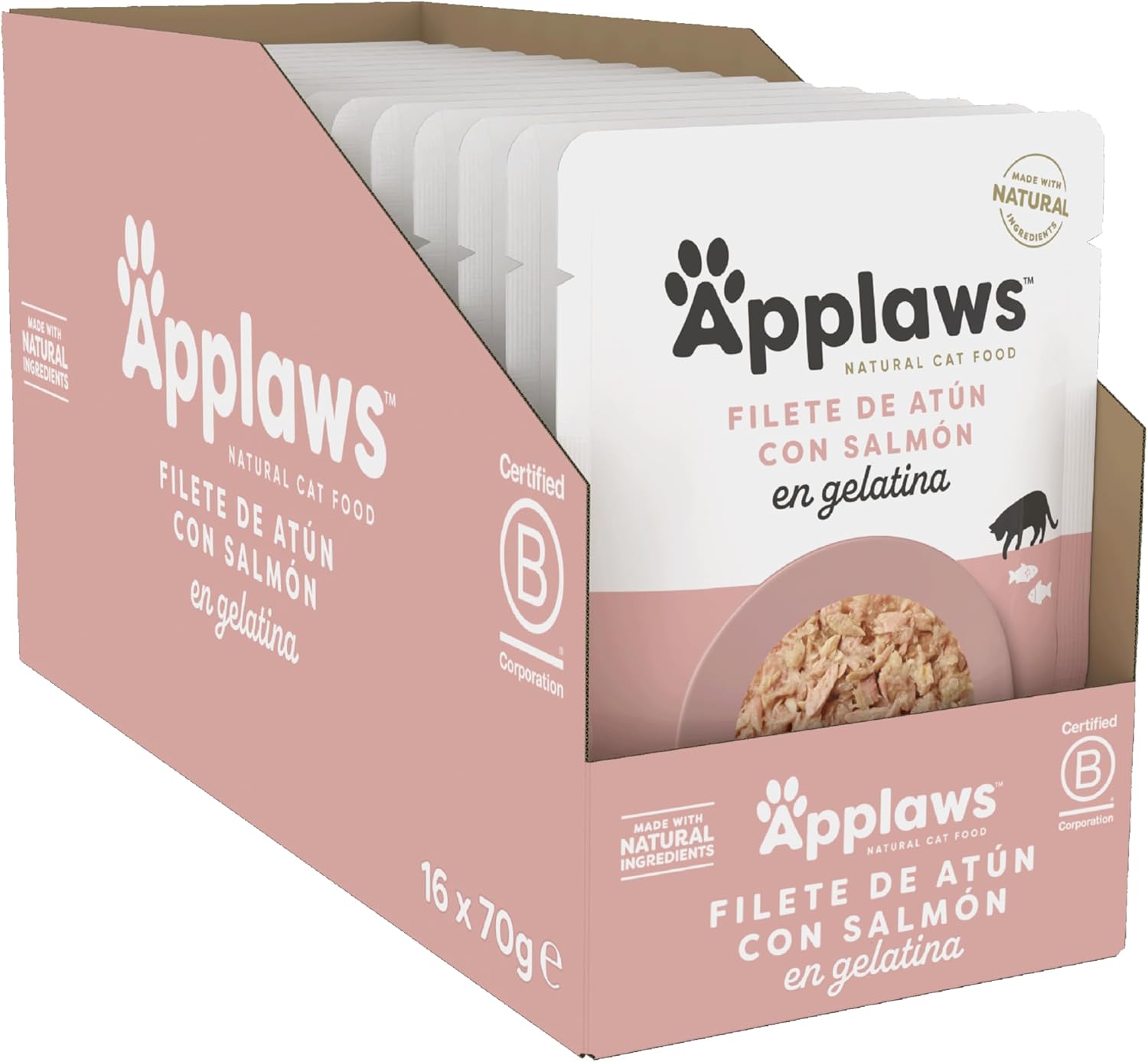 Applaws Cat Sobre Filete De Atun Y Salmon gelatina - Pack 16 x 70 gr