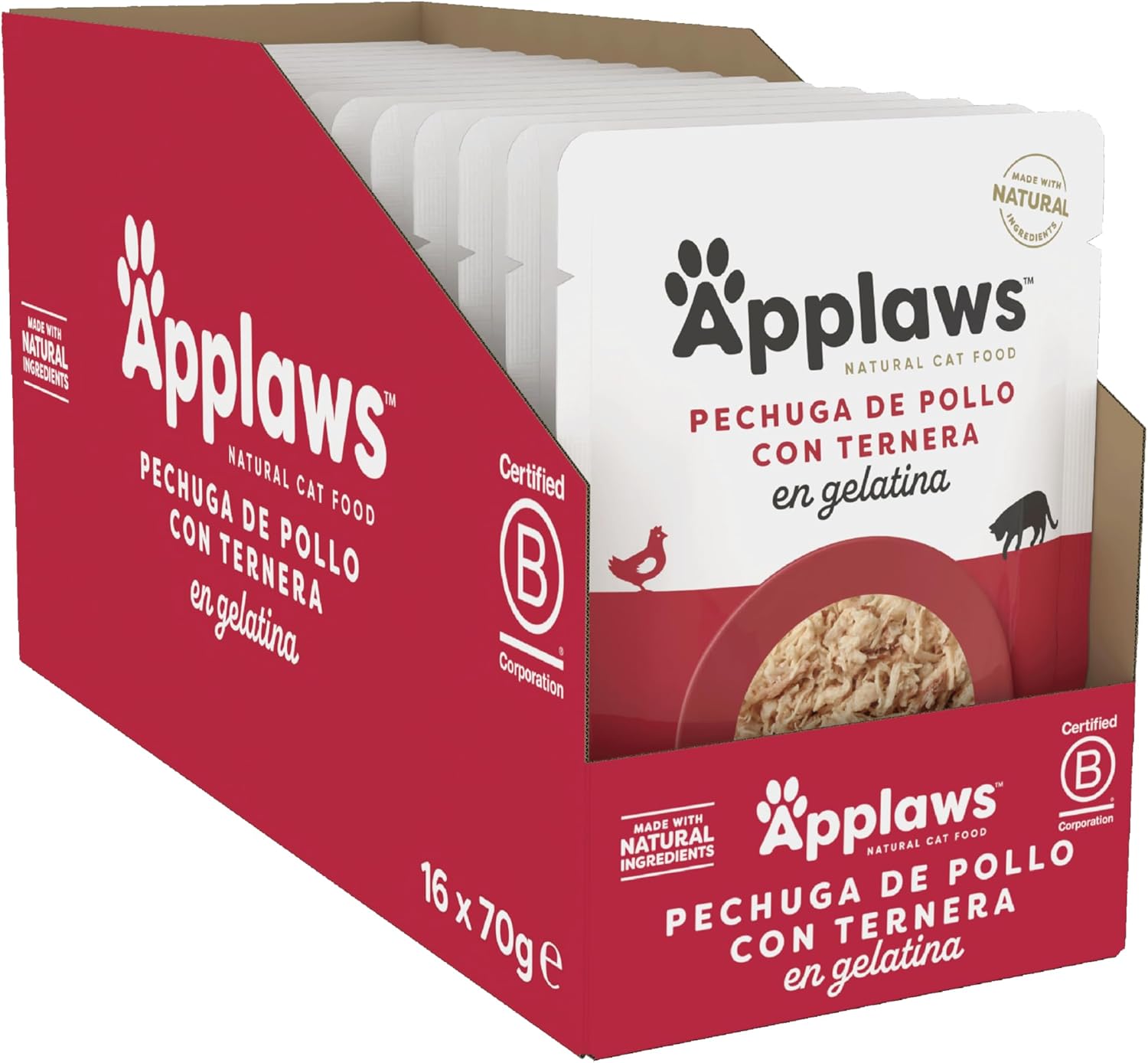 Applaws Cat Sobre Pollo Y Ternera En gelatina - Pack 16 x 70 gr
