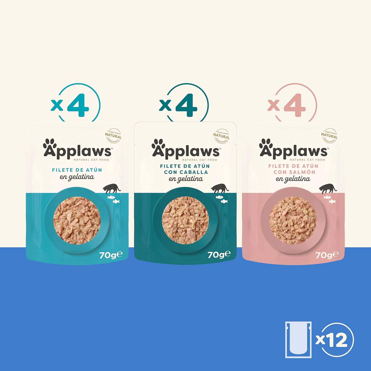 Applaws Cat Sobre Selec Pescado gelatina Multi - Pack 12 x 70 gr