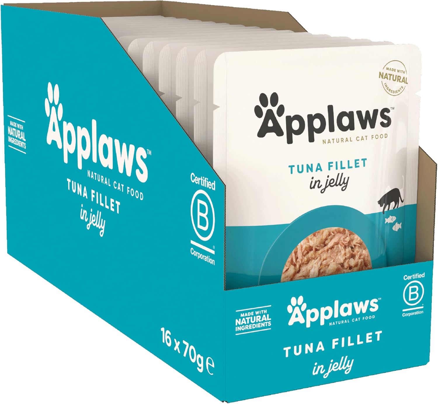 Applaws Cat Sobre Filete De Atun En gelatina - Pack 16 x 70 gr