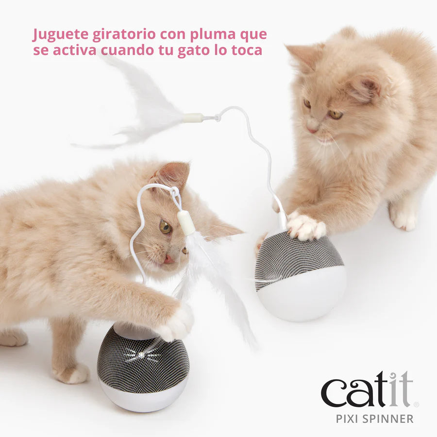 Catit Dispensador de snacks y juguete con pluma para gatos Catit PIXI Spinner Color: Azul