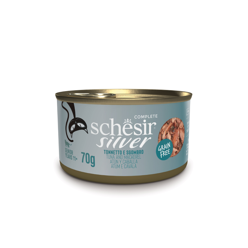 Schesir CAT SILVER Lata Atún y Caballa en Caldo 70 g