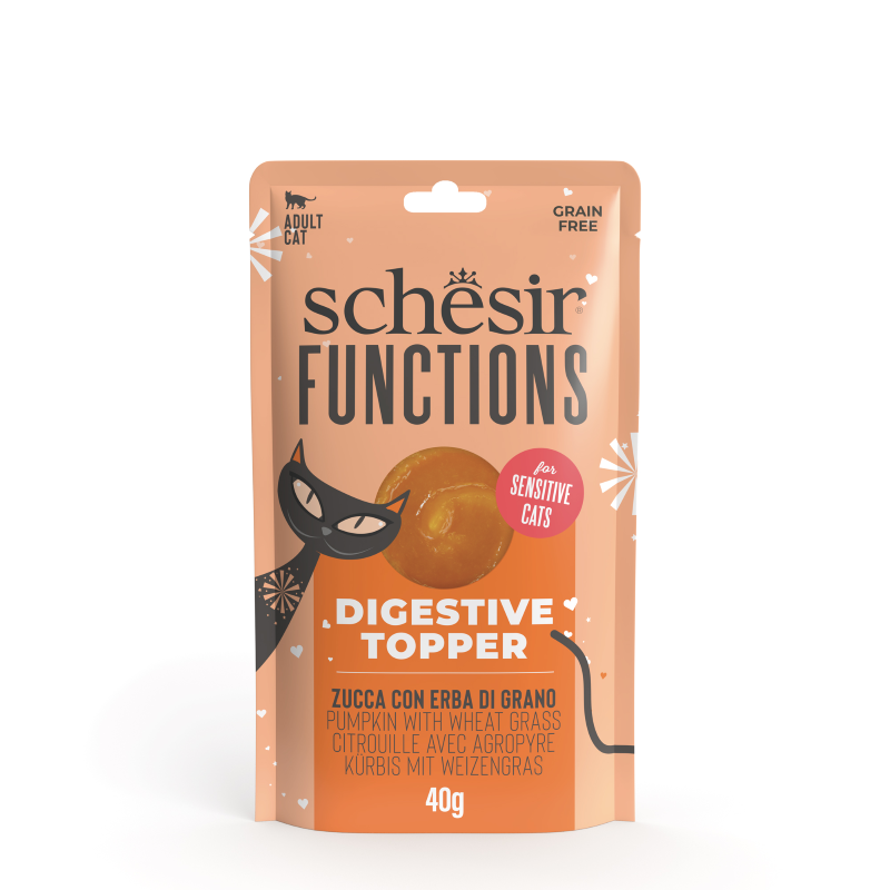 Schesir CAT DIGESTIVE TOPPER Calabaza con Hierba de Trigo 40 g