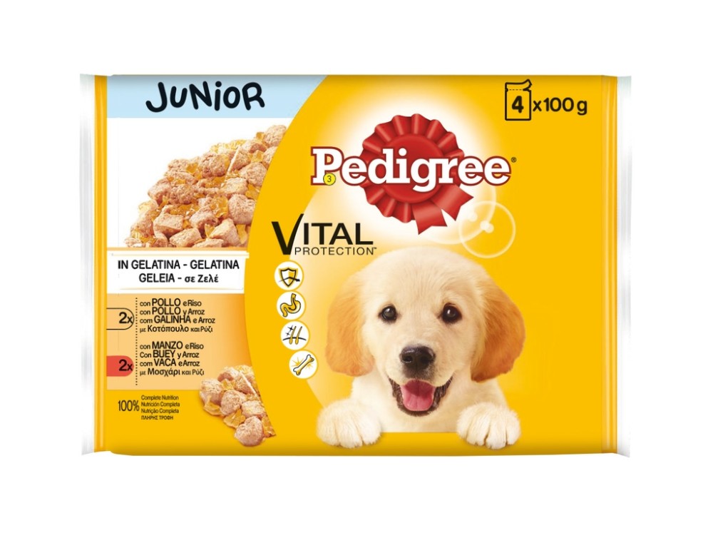 Pedigree Vital Junior Pollo y Buey con Arroz (13 cajas de 4 x 100 g)