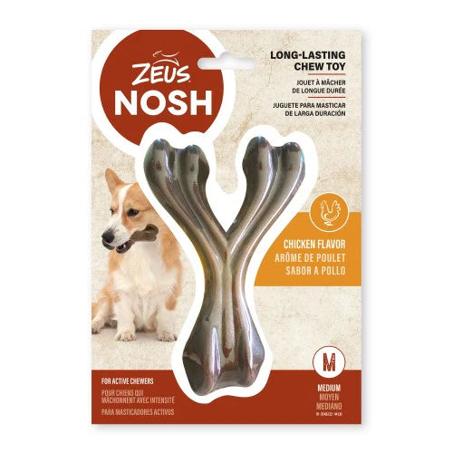 Zeus Hueso en forma de Y mordedor con aroma Zeus Nosh Strong Sabor: Pollo Tamaño: 11cm