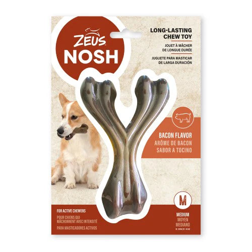 Zeus Hueso en forma de Y mordedor con aroma Zeus Nosh Strong Sabor: Bacon Tamaño: 11cm