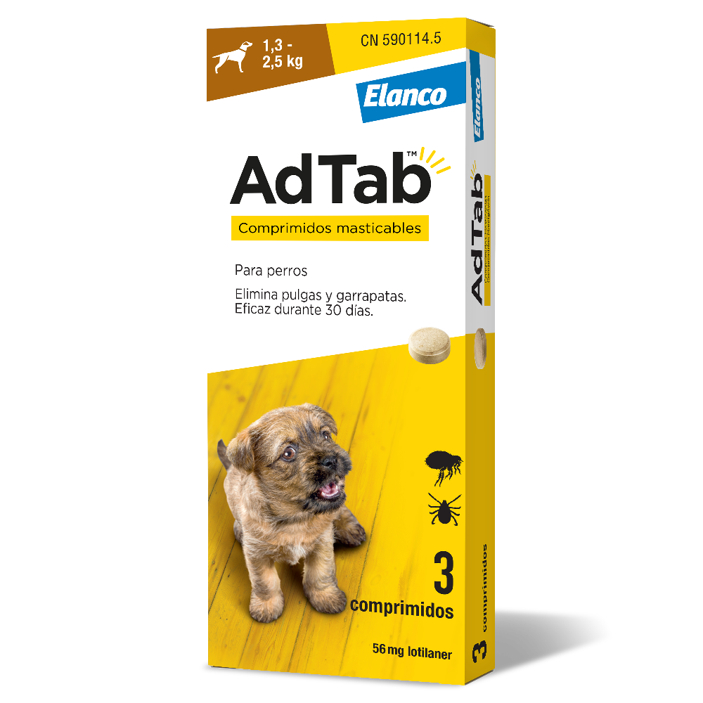 ADTAB 56,25mg Perro (1,3 a 2,5 kg) (3 comprimidos)
