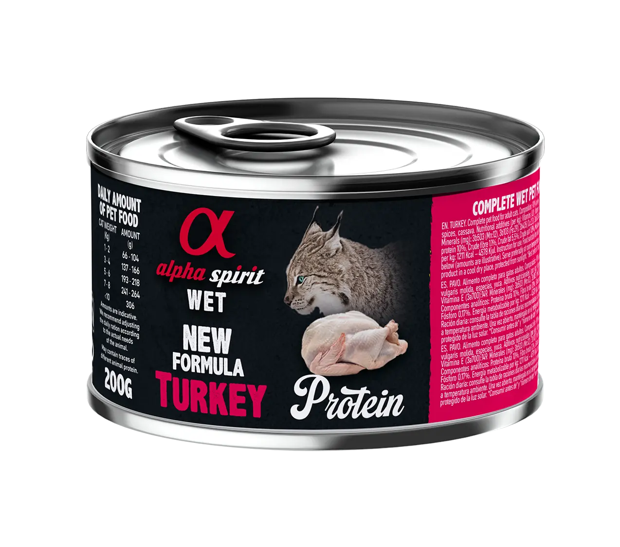 Alpha Spirit Feline Pavo lata Caja