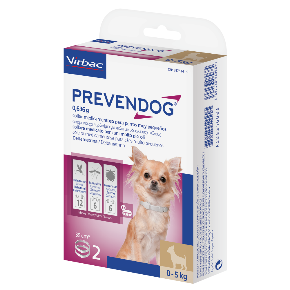 PREVENDOG 35cm 0-5kg (2 collares)