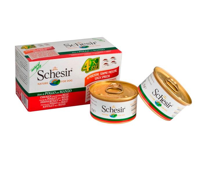 Schesir Pack Pollo y Buey en gelatina (4 x 85gr)