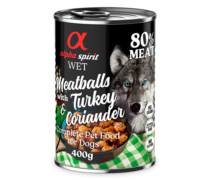Alpha Spirit Perros Albondigas Pavo Cilantro 6X400GR