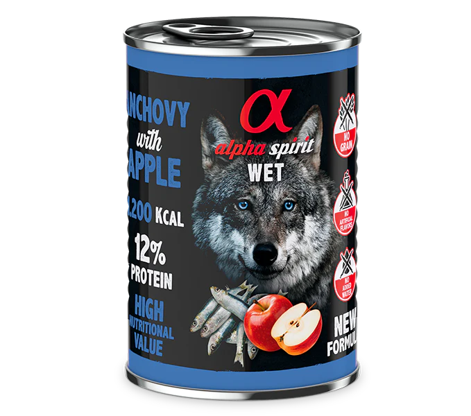 Alpha Spirit Perros Boqueron C/Manzana Roja lata 6X400GR