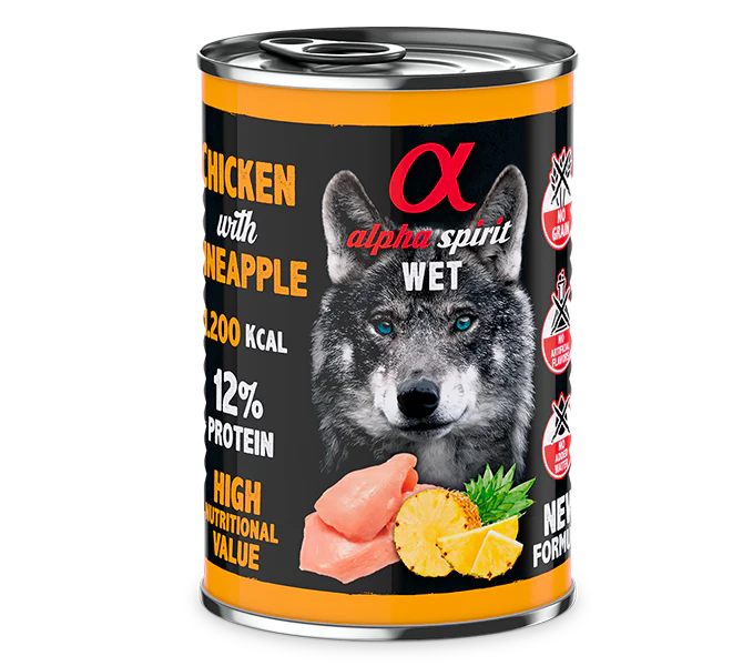Alpha Spirit Perros Pollo Con Piña lata 6X400GR