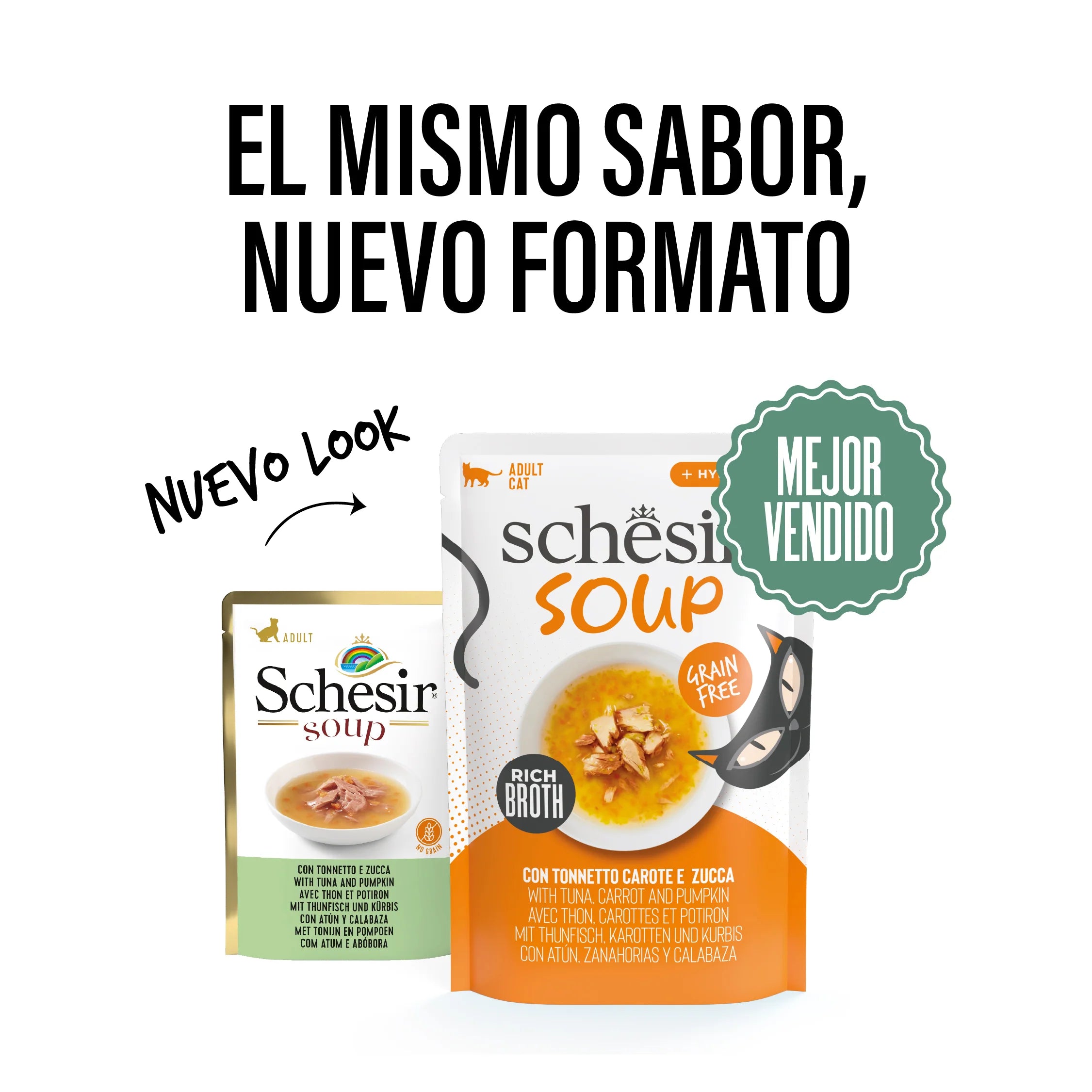 Schesir CAT SOUP Pouch Atún, Zanahorias y Calabaza 40gr