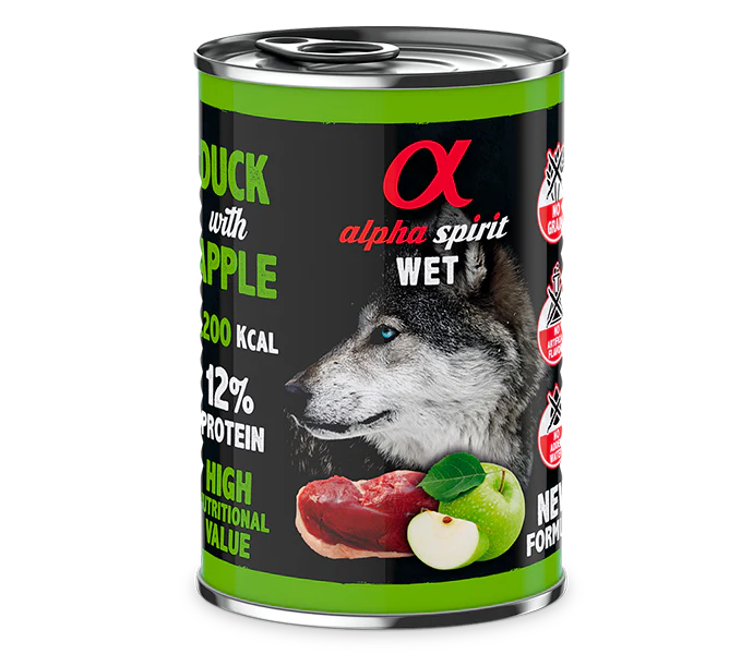 Alpha Spirit Perros Pato C/Manzana Verde lata 6X400GR