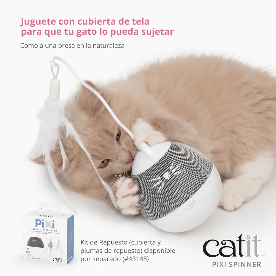 Catit Dispensador de snacks y juguete con pluma para gatos Catit PIXI Spinner Color: Azul