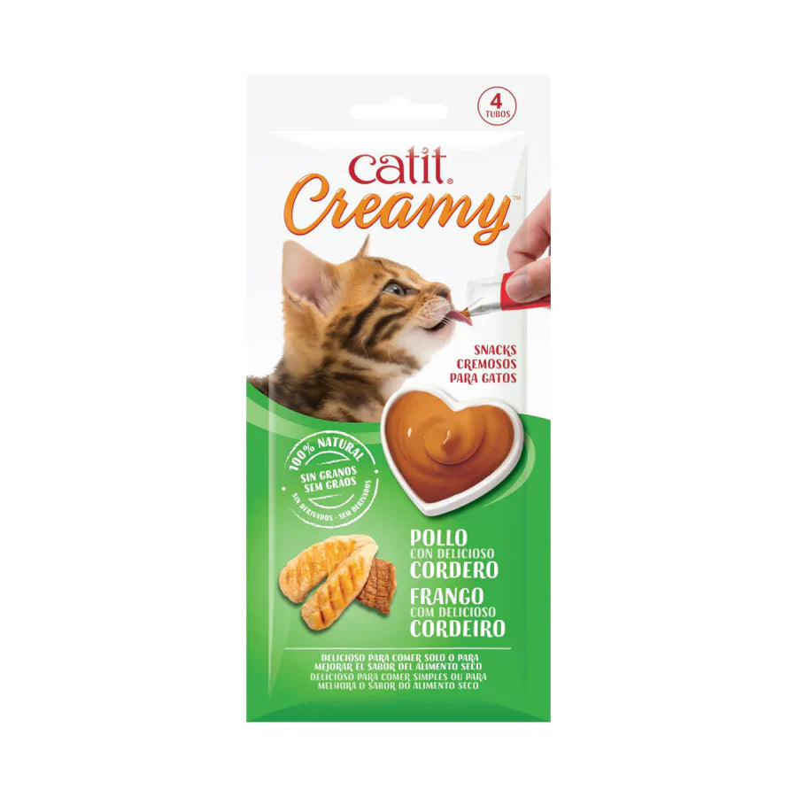 Snacks cremosos para gatos Catit Creamy – 4 Tubos Pollo y Cordero