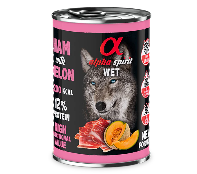 Alpha Spirit Perros Jamon Con Melon lata 6X400GR