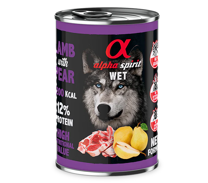 Alpha Spirit Perros Cordero Con Pera lata 6X400GR