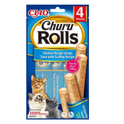 Churu Rolls de Pollo Atún y Vieira 4x10 gr