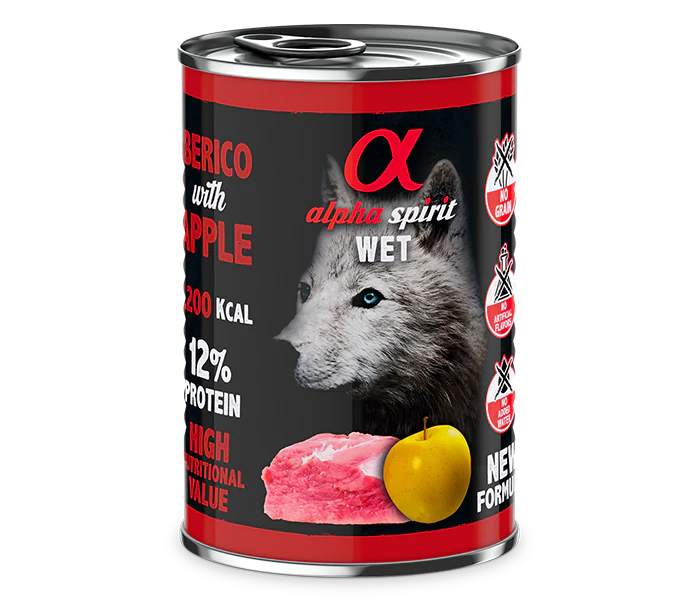 Alpha Spirit Perros Cerdo C/Manzana Amar. lata 6X400GR
