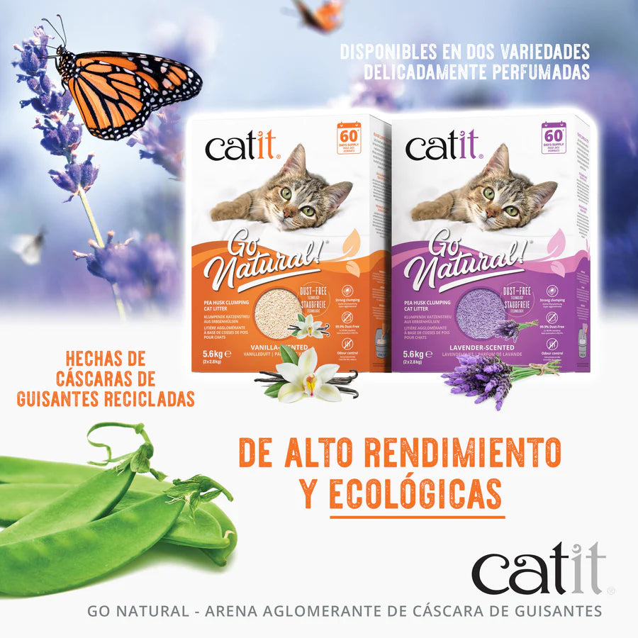Catit Arena para Gatos Aglomerante de Cáscara de Guisante Catit Go Natural Modelo: Lavanda