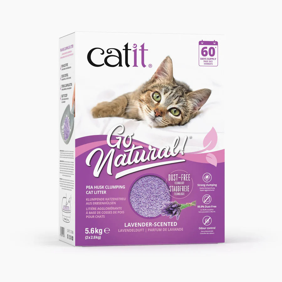 Catit Arena para Gatos Aglomerante de Cáscara de Guisante Catit Go Natural Modelo: Lavanda