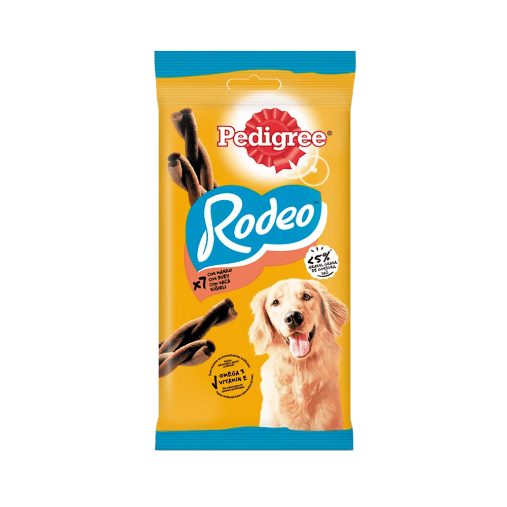 Pedigree Rodeo Buey 7 piezas de 123 g (Caja 12 uds.)