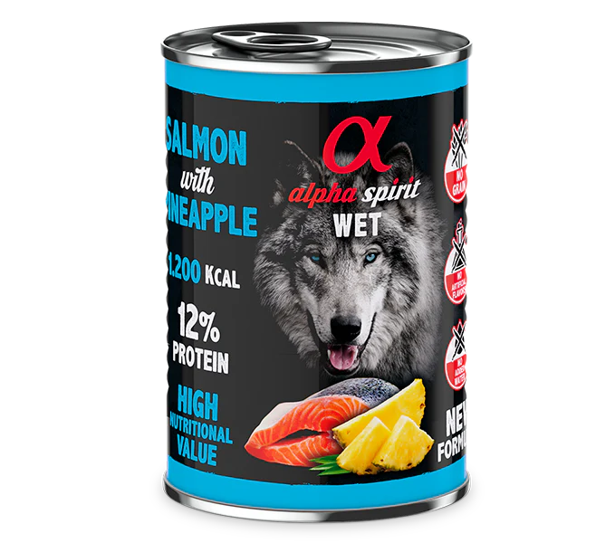 Alpha Spirit Perros Salmon Con Piña lata 6X400GR