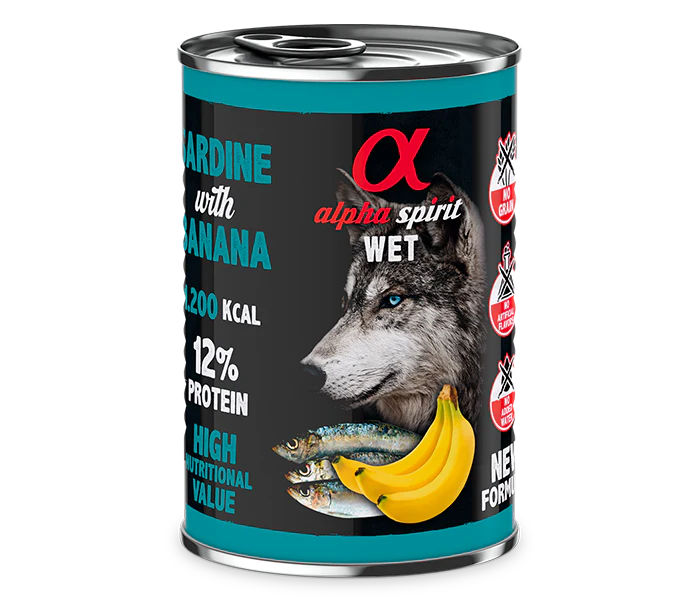 Alpha Spirit Perros Sardina Con Platano lata 6X400GR