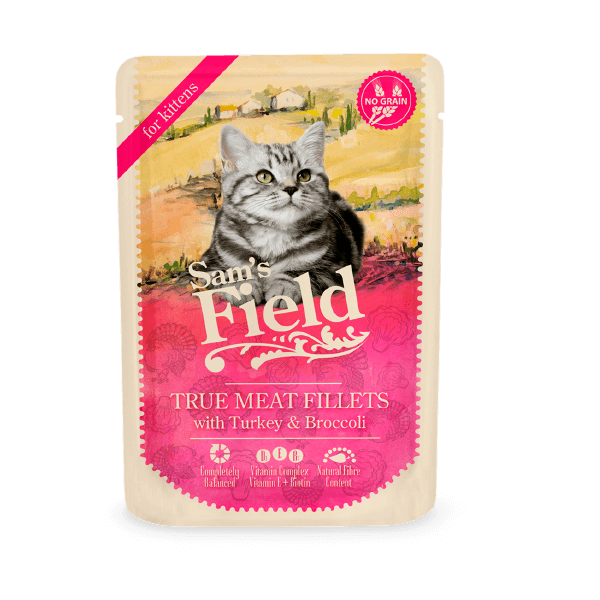 Sam's Field  Pavo con brócoli para gatitos 85 gr