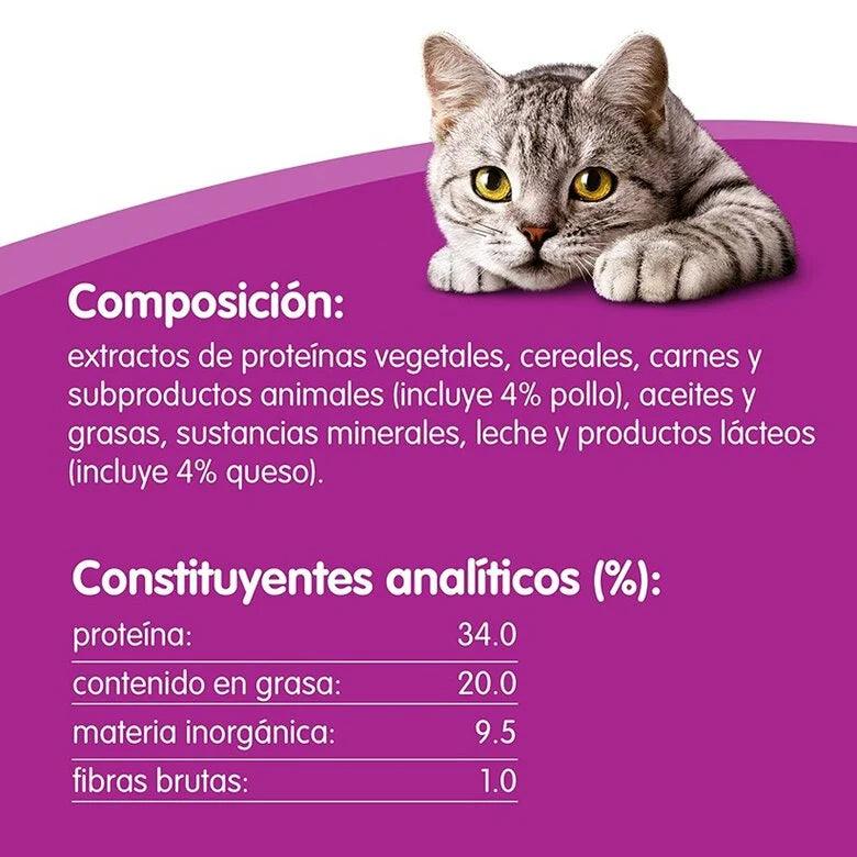 Snack Whiskas Temptations Pollo y queso (8 x 60gr)