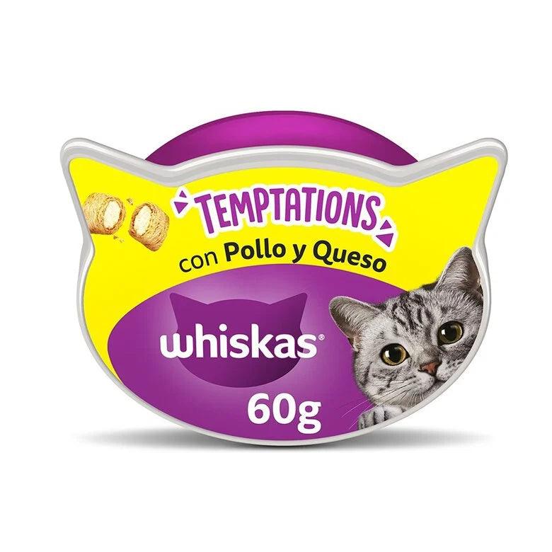 Snack Whiskas Temptations Pollo y queso (8 x 60gr)