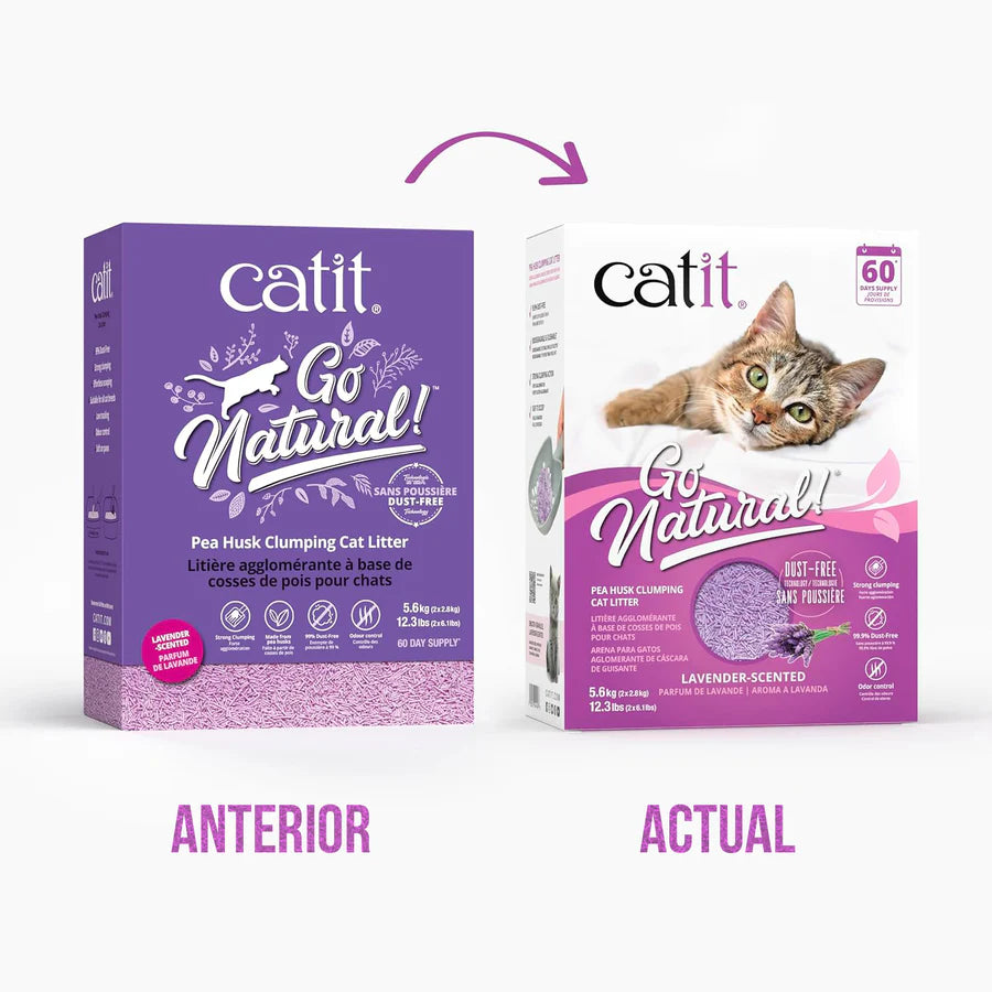Catit Arena para Gatos Aglomerante de Cáscara de Guisante Catit Go Natural Modelo: Lavanda