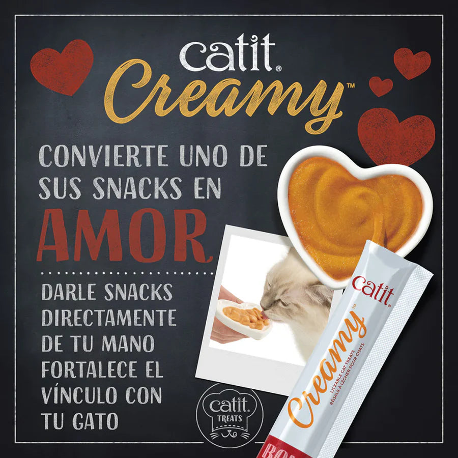 Snacks cremosos para gatos Catit Creamy – 4 Tubos Salmón y Gambas