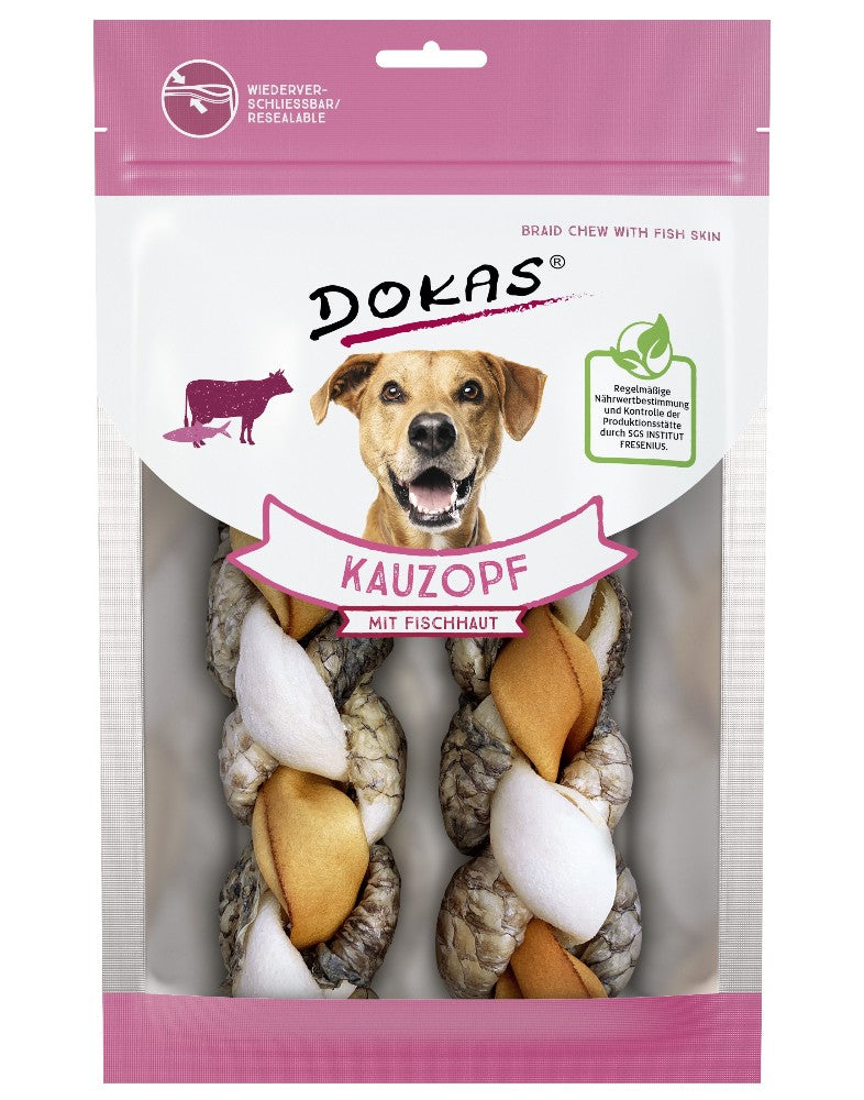 Dokas DOG Trenza Buey con piel de Pescado (8 x 120 g)