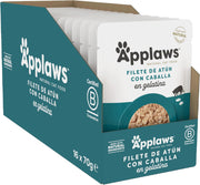 Applaws Cat Sobre Filete De Atun Caballa gelatina - Pack 16 x 70 gr