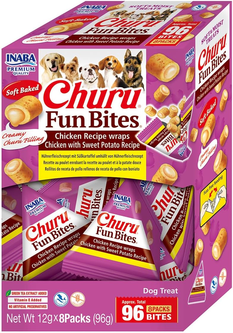 Churu DOG Fun Bites Receta de Pollo con Boniato (8 x 12 g)