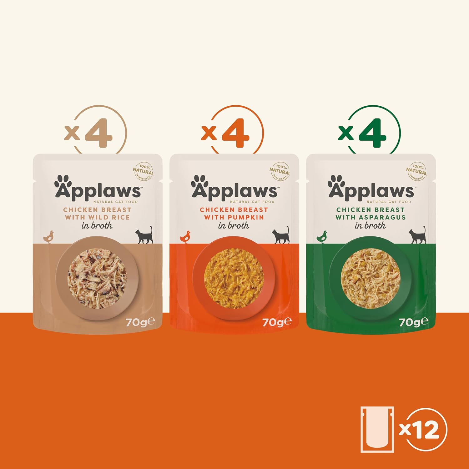 Applaws Cat Sobre Caldo Pollo Multipack - Pack 12 x 70 gr