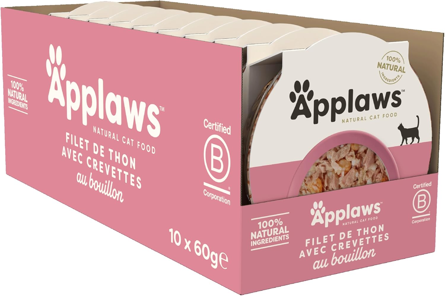 Applaws Cat Tarrina Filete Atun Y gambas - Pack 10 x 60 gr