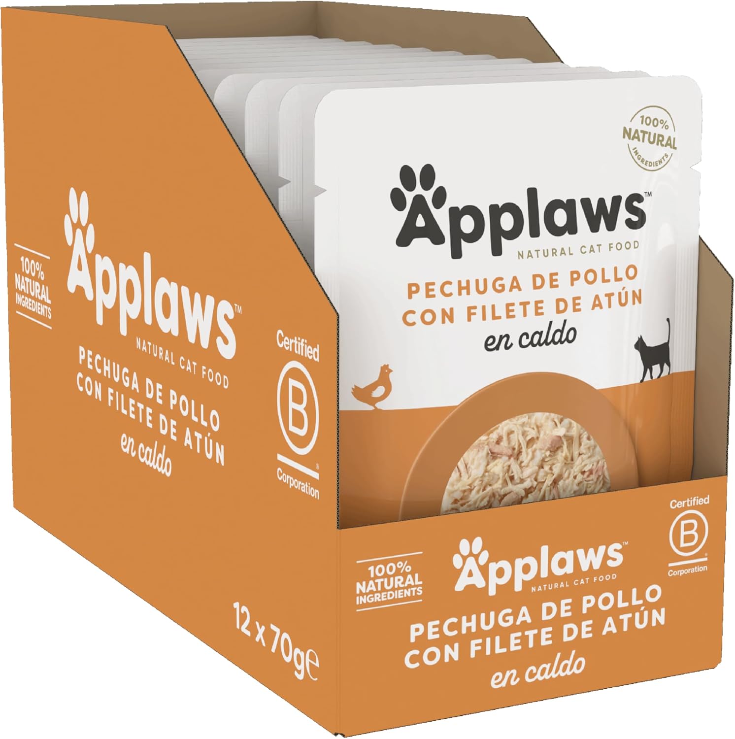 Applaws Cat Sobre Peguga De Pollo Y Filete De Atun - Pack 12 x 70 gr